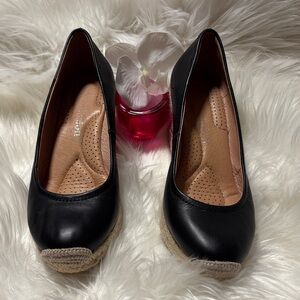 Blue illusion blackCanvas Espadrille Wedge Pumps💐💐💐